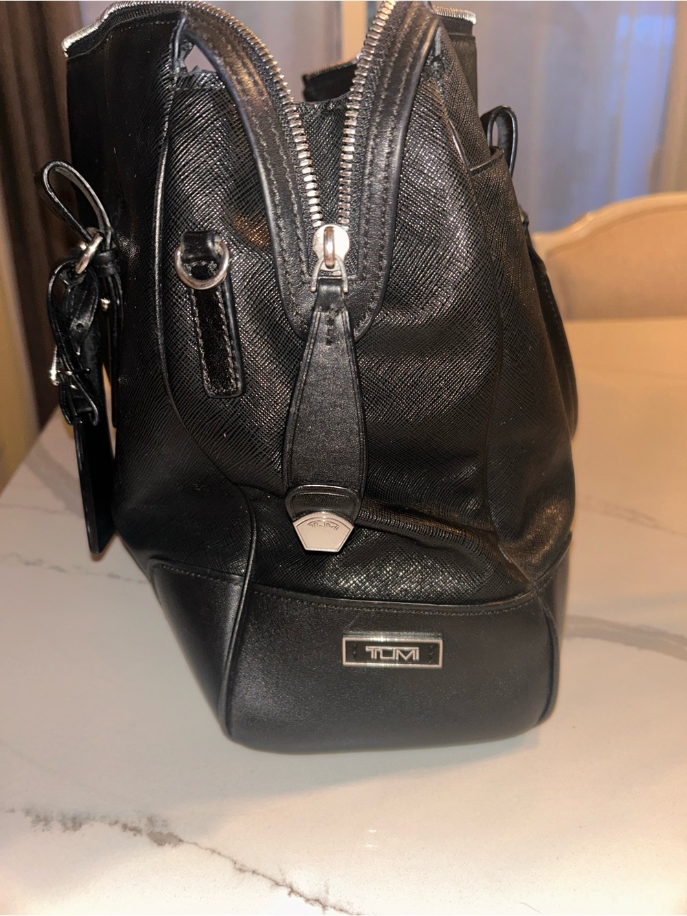 Tumi Black Leather Laptop Tote - Picture 12 of 13
